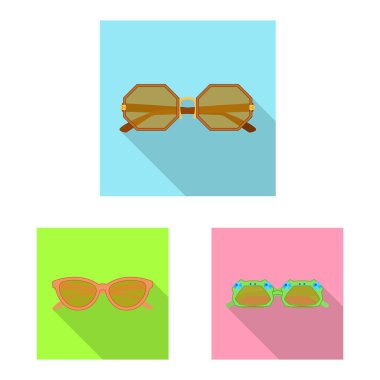 Gözlük ve güneş gözlüğü simge vektör Illustration. Gözlük ve hisse senedi için aksesuar vektör ikon koleksiyonu.
