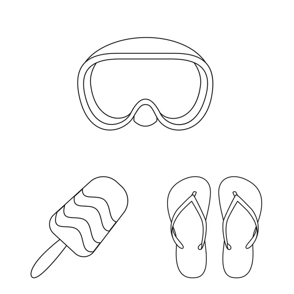 Objeto isolado de equipamento e símbolo de natação. Conjunto de equipamentos e atividade ilustração vetorial de estoque . —  Vetores de Stock