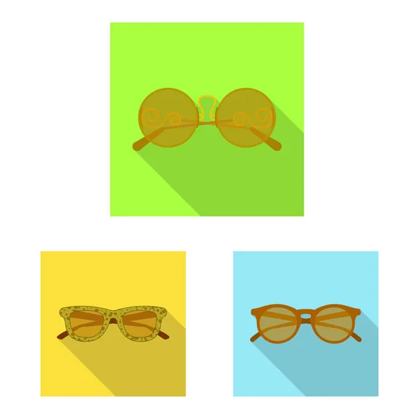 Απομονωμένο αντικείμενο του λογότυπου γυαλιά και γυαλιά ηλίου. Συλλογή γυαλιών και αξεσουάρ διάνυσμα εικονίδιο για το Χρηματιστήριο. — Διανυσματικό Αρχείο