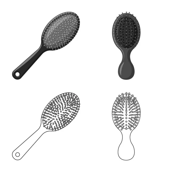 Isolé objet de brosse et logo de cheveux. Ensemble de brosse et brosse à cheveux symbole de stock pour la toile . — Image vectorielle