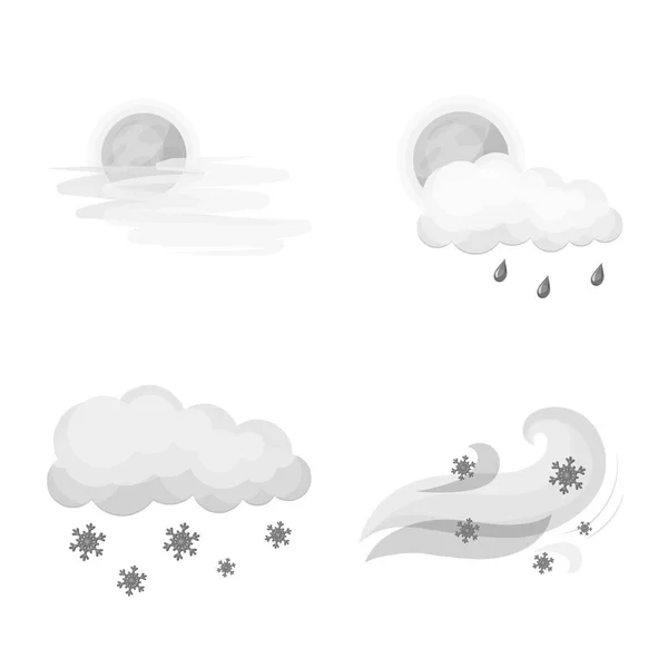 Illustrazione vettoriale dell'icona meteo e climatica. Raccolta di icone meteo e vettoriali cloud per stock . — Vettoriale Stock