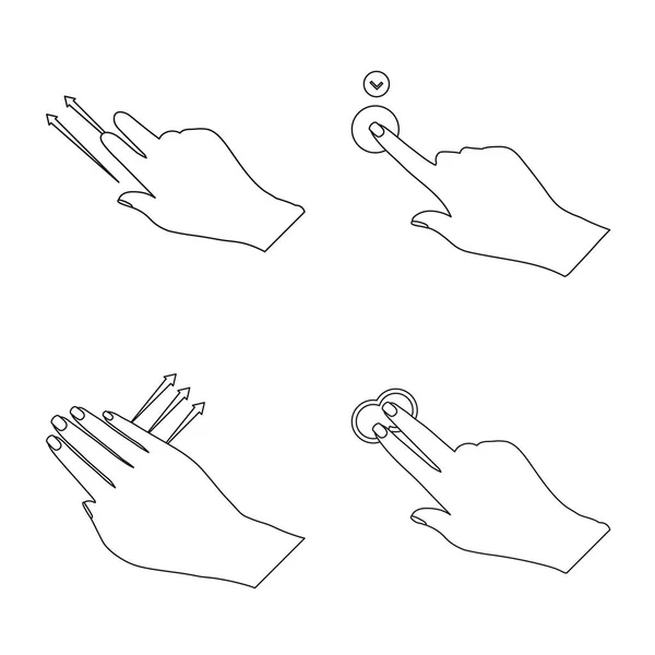 Isoliertes Objekt von Touchscreen und Handzeichen. Set aus Touchscreen und Touch-Vektor-Symbol für Aktien. — Stockvektor