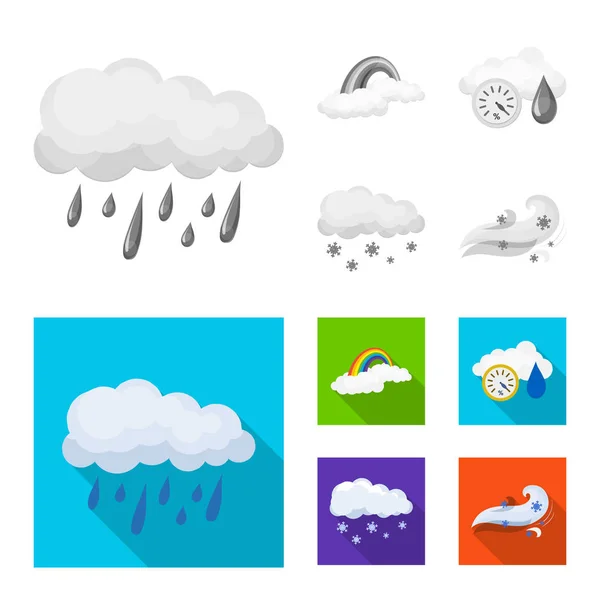 Vector illustration of weather and climate symbol. Set of weather and cloud vector icon for stock. — Stock Vector