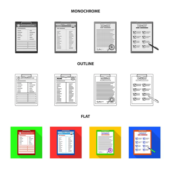 Objeto aislado de forma y logotipo del documento. Colección de forma y marca símbolo de stock para web . — Archivo Imágenes Vectoriales