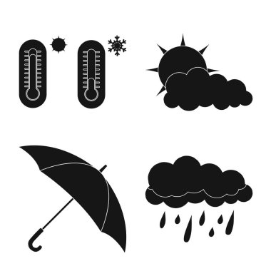 Hava ve iklim işareti vektör tasarımı. Hava ve bulut hisse senedi vektör çizim seti.
