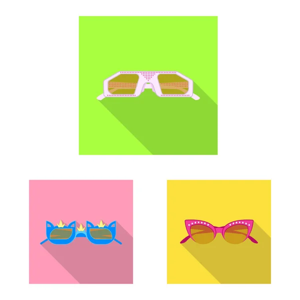 안경 및 선글라스 로고의 벡터 그림입니다. 웹에 대 한 안경 및 액세서리 주식 기호 모음. — 스톡 벡터