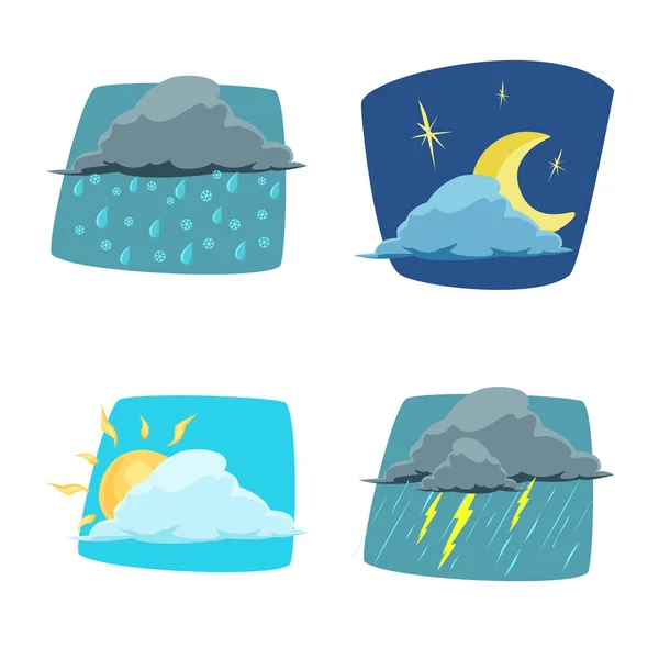 天候および気候の記号の孤立したオブジェクト。天気と雲の株式ベクトル図のセット. — ストックベクタ
