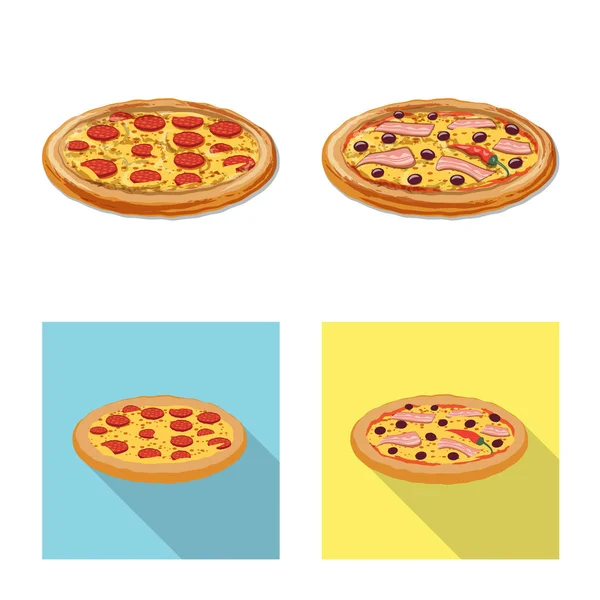 Objeto aislado de pizza y símbolo de comida. Conjunto de pizza y italia stock vector ilustración . — Vector de stock