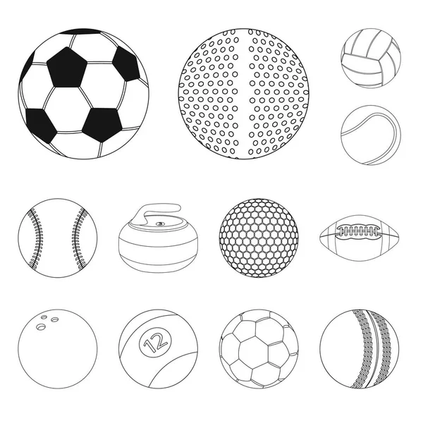 Ilustración vectorial del deporte y el signo de pelota. Conjunto de deporte y símbolo de stock atlético para web . — Vector de stock