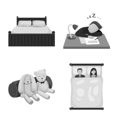 Rüyalar ve gece logo vektör tasarımı. Rüyalar ve hisse senedi için yatak odası vektör simge koleksiyonu.