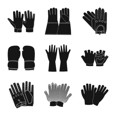 Bir eldiven ve kış işaret tasarım vektör. Hisse senedi için eldiven ve ekipman vektör simge topluluğu.