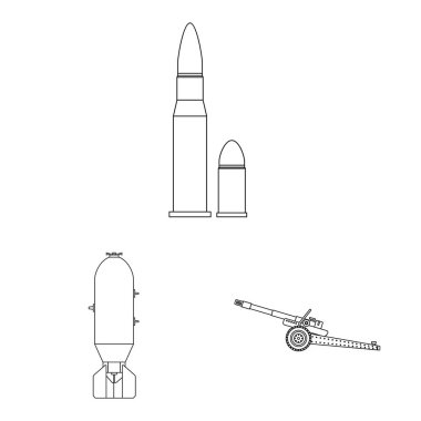 Silah ve silah logo vektör Illustration. Hisse senedi için silah ve ordu vektör simge kümesi.