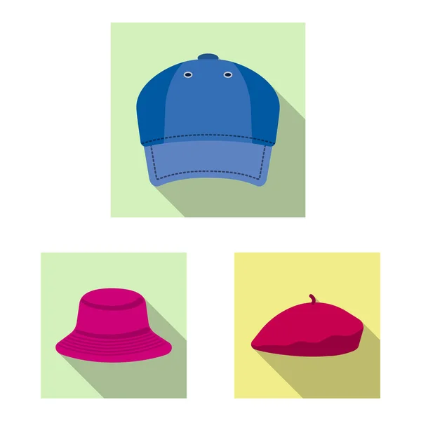 Diseño vectorial de la cabeza y la señal de la tapa. Colección de sombreros y accesorios stock vector ilustración . — Vector de stock
