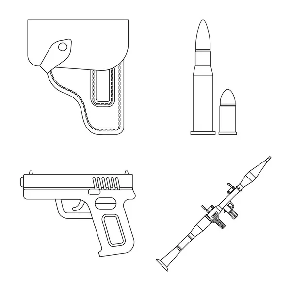 Ilustración vectorial del arma y el símbolo del arma. Conjunto de armas y ejército icono de vector para la acción . — Vector de stock