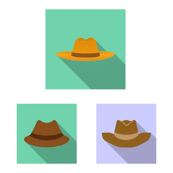 Ilustración vectorial de la marca de sombreros y gorras. Colección de casco y accesorio símbolo de stock para web . — Vector de stock