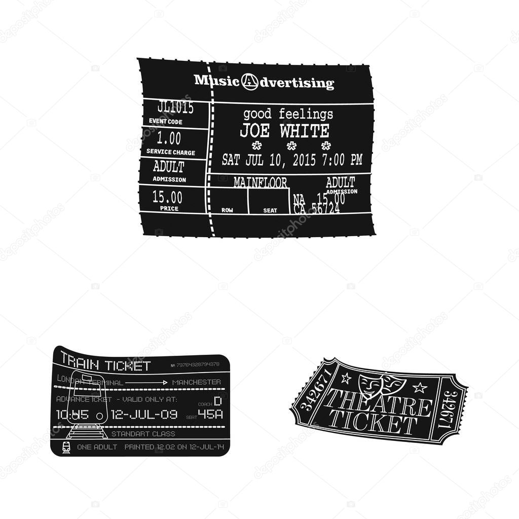 Isolated object of ticket and admission symbol. Collection of ticket and event vector icon for stock.