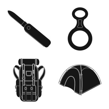 Dağcılık ve tepe sembolü yalıtılmış nesne. Dağcılık ve kamp stok vektör çizim.