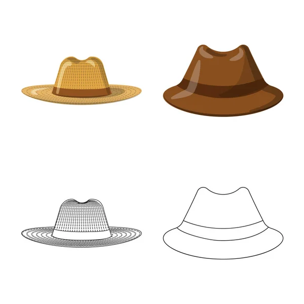 Ilustração vetorial de chapéus e chapéus. Conjunto de headgear e ícone de vetor acessório para estoque . — Vetor de Stock