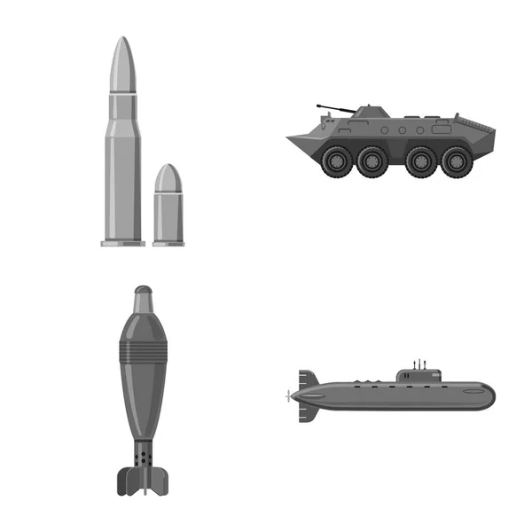 Vektor design av ikonen vapen och pistol. Uppsättning av vapen och armén lager vektorillustration. — Stock vektor