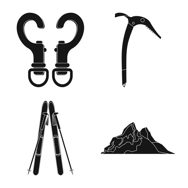 Elkülönített objektum hegymászó és a csúcs-logó. Hegymászás és a tábor stock illusztráció vektor. — Stock Vector