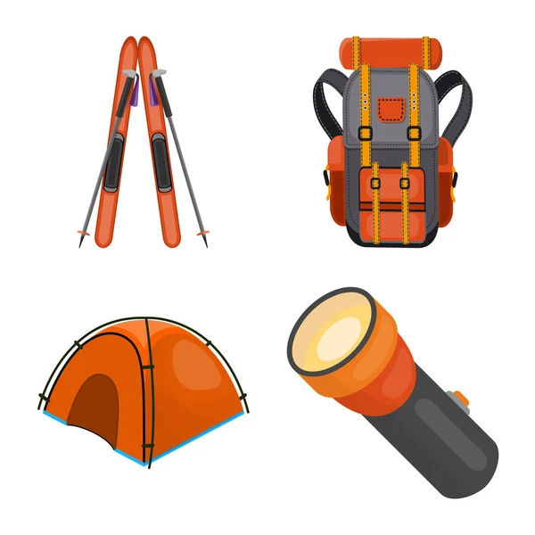 Vector illustration of mountaineering and peak sign. Collection of mountaineering and camp vector icon for stock. — Stock Vector