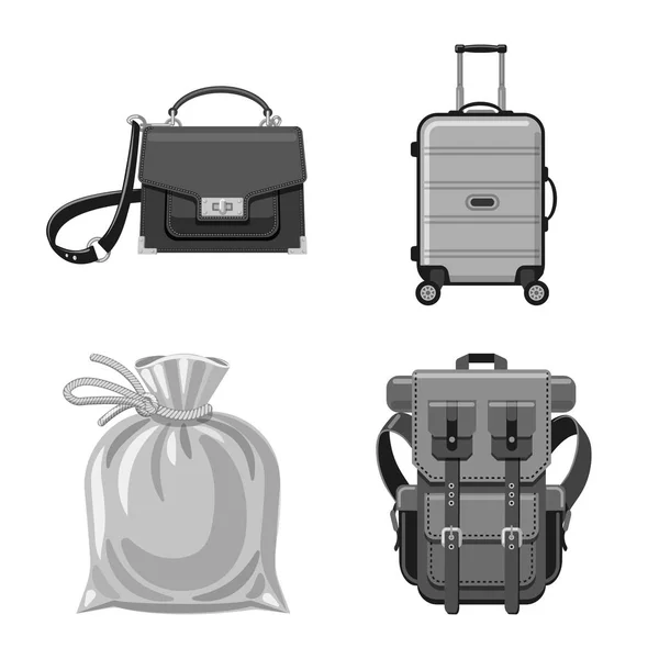 Illustration vectorielle de la valise et du logo des bagages. Collecte de valises et illustration vectorielle du stock de voyage . — Image vectorielle