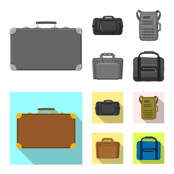 Objeto aislado de maleta e icono de equipaje. Conjunto de maleta y símbolo de viaje para web . — Vector de stock