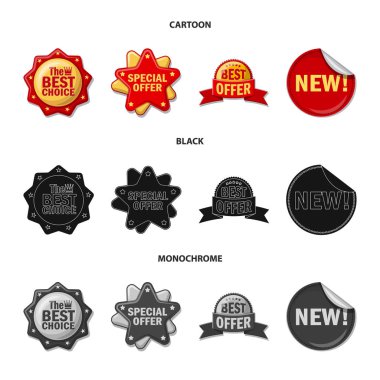 Amblem ve rozet sembol yalıtılmış nesne. Web için amblem ve etiket hisse senedi simgesi kümesi.