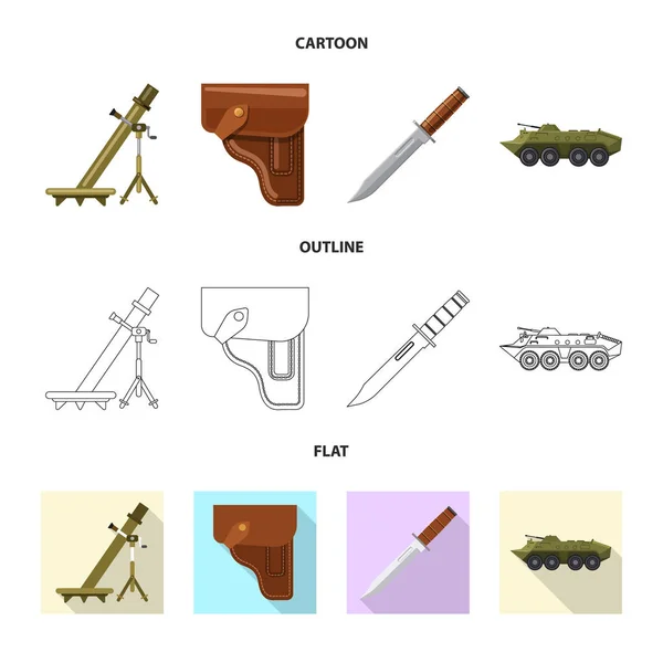 Vectorillustratie van wapen en pistool logo. Set van wapen en leger aandelensymbool voor web. — Stockvector