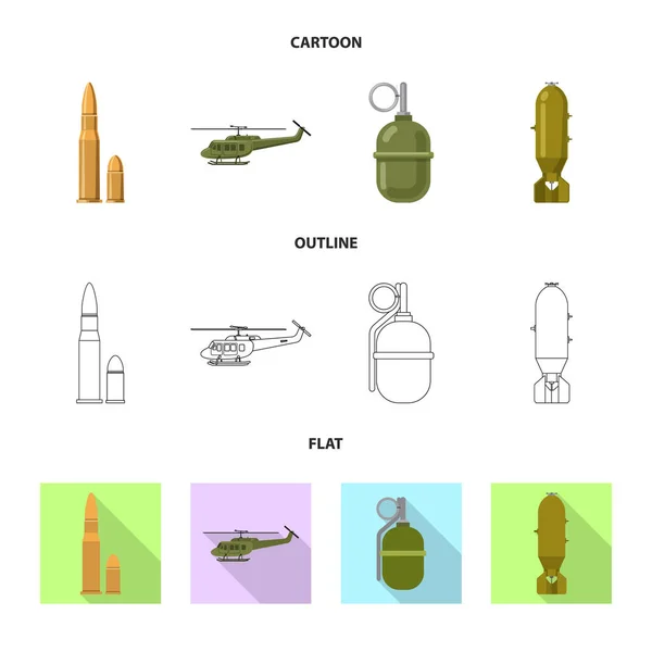 Vektor-Illustration von Waffe und Waffensymbol. Sammlung von Waffen und Armee Vektor-Symbol für Lager. — Stockvektor