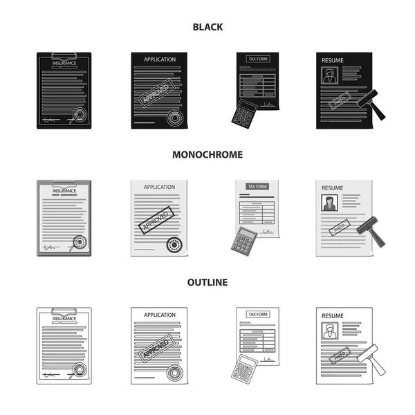 형태와 문서 로고의 벡터 그림입니다. 폼의 설정 하 고 주식에 대 한 벡터 아이콘 표시. — 스톡 벡터