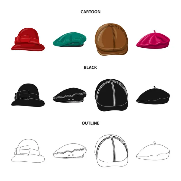 Objet isolé du couvre-chef et du panneau de chapeau. Collection de couvre-chef et icône vectorielle accessoire pour stock . — Image vectorielle