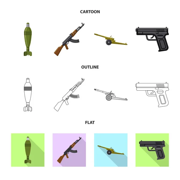 Diseño vectorial de arma y arma de fuego. Colección de armas y ejército stock vector ilustración . — Vector de stock