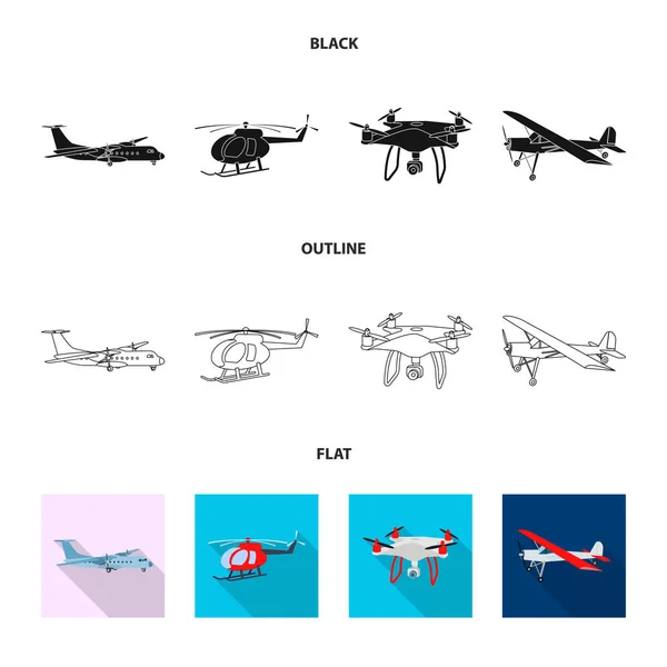 Isoliertes Objekt von Flugzeug und Transportsymbol. Sammlung von Flugzeug- und Himmelsvektorsymbolen für Aktien. — Stockvektor