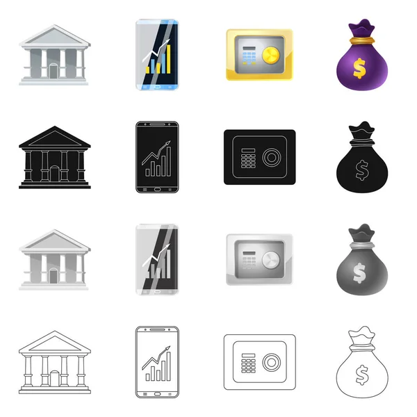 Vector design of bank and money icon. Set of bank and bill vector icon for stock. — Stock Vector