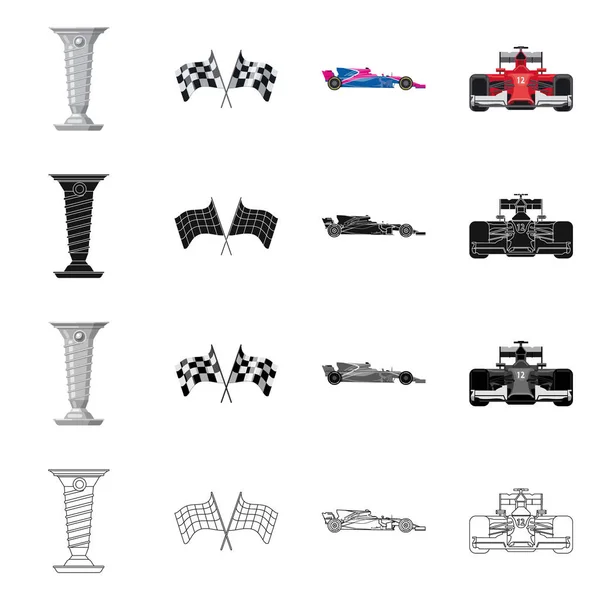 Vektor-Illustration von Auto und Rallye-Ikone. Set von Auto und Rasse Stock Symbol für Web. — Stockvektor