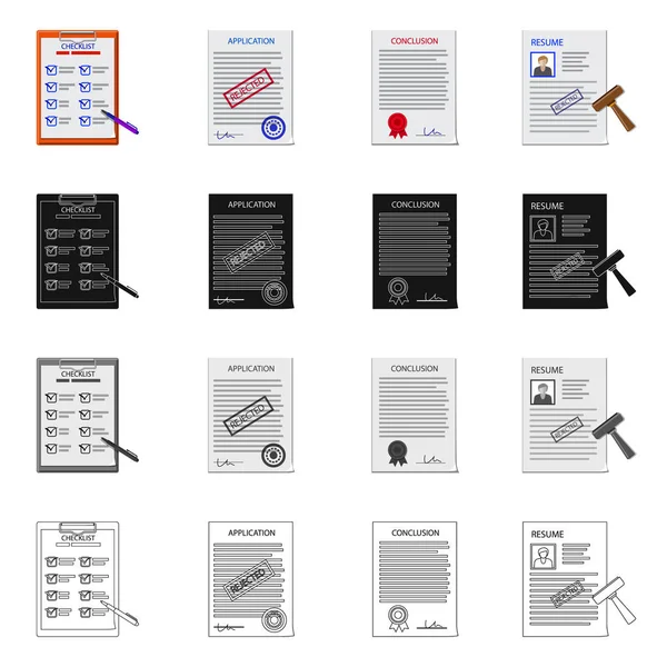 Objeto aislado de formulario y signo de documento. Conjunto de forma e icono de vector de marca para stock . — Archivo Imágenes Vectoriales