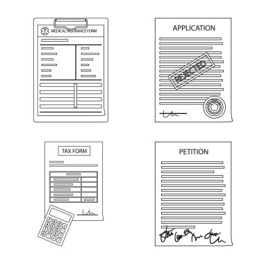 Tasarım formu ve belge işareti vektör. Form ve mark hisse senedi vektör çizim topluluğu.