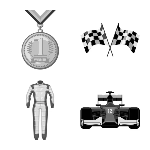 Vectorillustratie van auto en rally logo. Set van auto en race voorraad vectorillustratie. — Stockvector