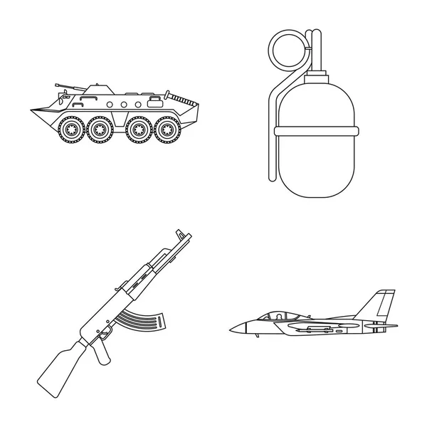 Isolerade objekt av vapen och gun symbol. Uppsättning av vapen och armén vektor ikonen för lager. — Stock vektor