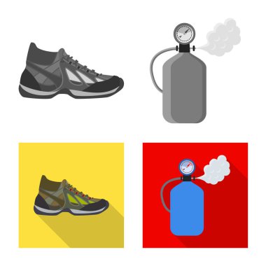 Dağcılık ve tepe simge vektör Illustration. Dağcılık ve kamp set vektör simge stok için.