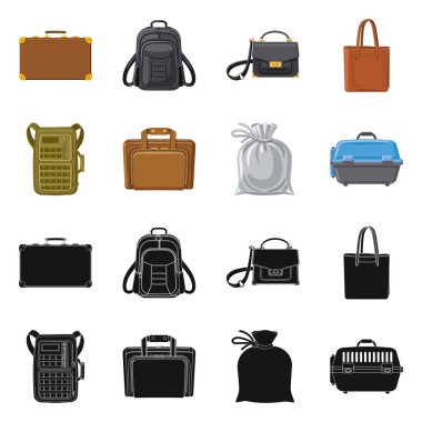 Bavul ve Bagaj simge vektör tasarımı. Hisse senedi için bavul ve yolculuk vektör simge kümesi.