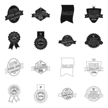 Amblem ve rozet logosu yalıtılmış nesne. Hisse senedi için amblem ve etiket vektör simge topluluğu.