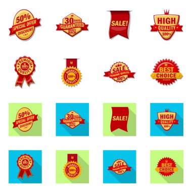 Amblem ve rozet simge vektör tasarımı. Amblem ve etiket stok vektör çizim seti.