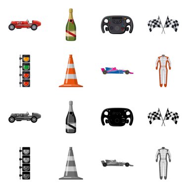 Bir araba ve ralli işaret tasarım vektör. Araba ve yarış vektör simgesini hissenin topluluğu.