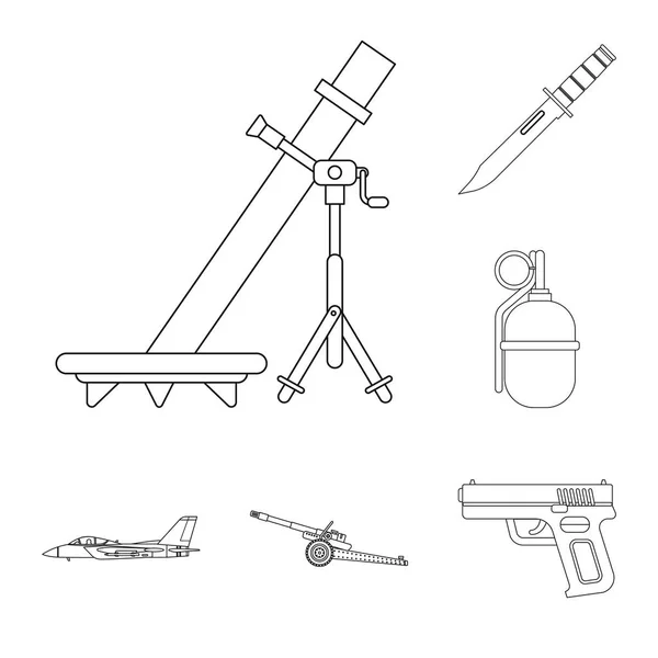 Vektor-Design von Waffe und Waffenschild. Set von Waffen und Armee Aktiensymbol für Web. — Stockvektor