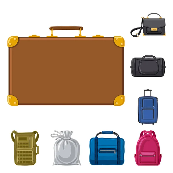 Ilustración vectorial del logotipo de la maleta y el equipaje. Colección de maletas e ilustración de vectores de viaje . — Vector de stock