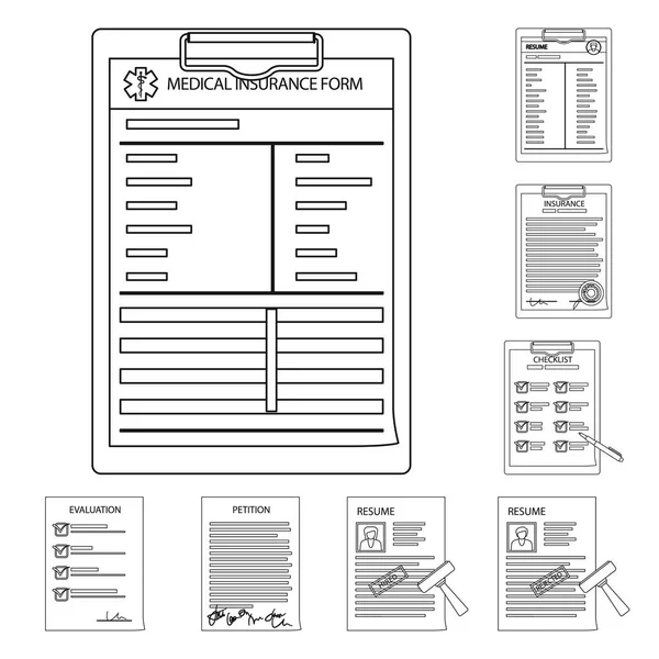 Izolovaný objekt formuláře a dokument podepsat. Sada formulářů a označte vektorové ikony pro stock. — Stockový vektor