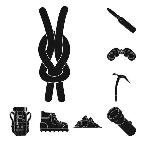Objet isolé d'alpinisme et symbole de pic. Collection d'alpinisme et symbole de stock de camp pour le web . — Image vectorielle