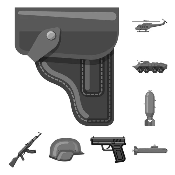 Isoliertes Objekt der Waffe und des Waffenzeichens. Sammlung von Waffen- und Armee-Vektor-Illustrationen. — Stockvektor